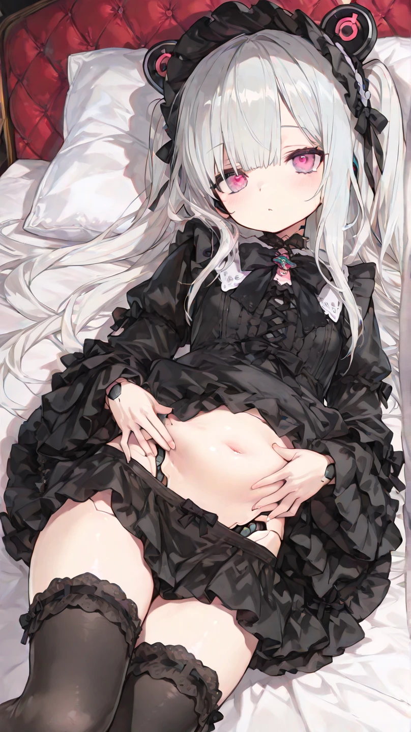 whole body、Belly button、Beautiful legs:1.2, highest quality, Super detailed, In detail, High resolution, Perfect dynamic composition, Natural Lip,Slight Body:1.5 、Show Panties 、Small Breasts 、sexy、Small Breasts、8K photos of Japanese gravure models 、CCup Breast、Little devil beauty、Lolita、Black Pantyhose、grass
