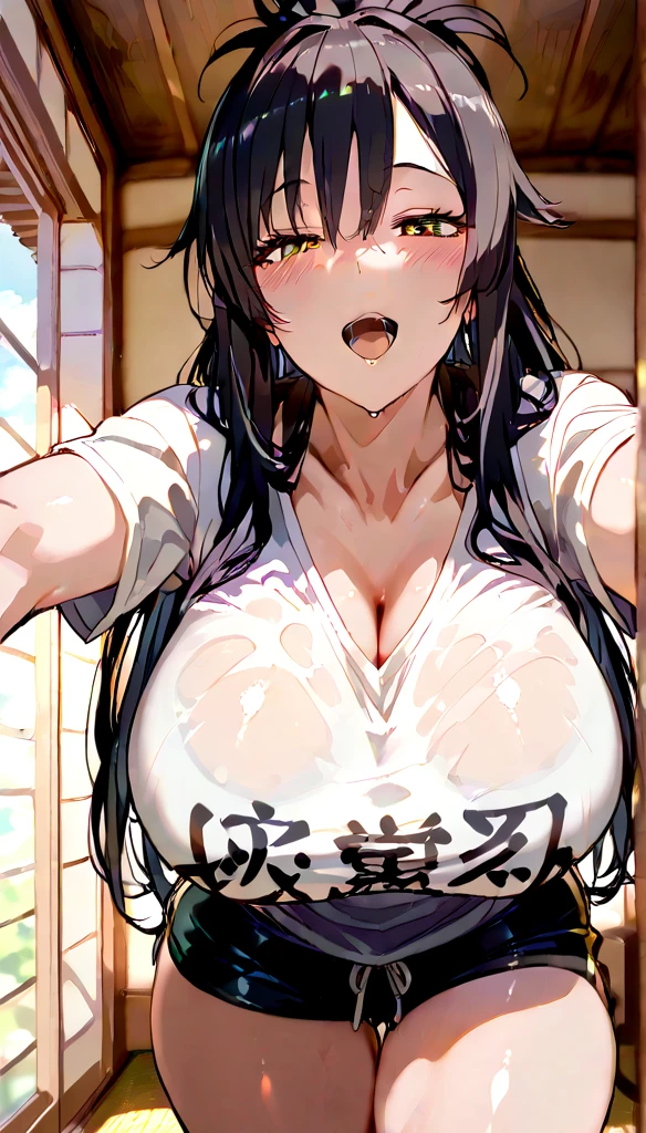 「highest quality、masterpiece、An illustration、very delicate and beautiful、very detailed、cg、8k wallpaper、wonderful、small details、masterpiece、最高の究極の芸術very detailed cg Unity 8k wallpaper」、japanese girl、(((huge breasts 1:1)))、(((Super Big 1:1)))、(((Pee)))、(((that'stuck out)))、(((transparent nipples)))、(((huge nipples)))、(((Blue sleeveless)))、(((black hair)))、(((short hair))),(((NSFW1:1)))