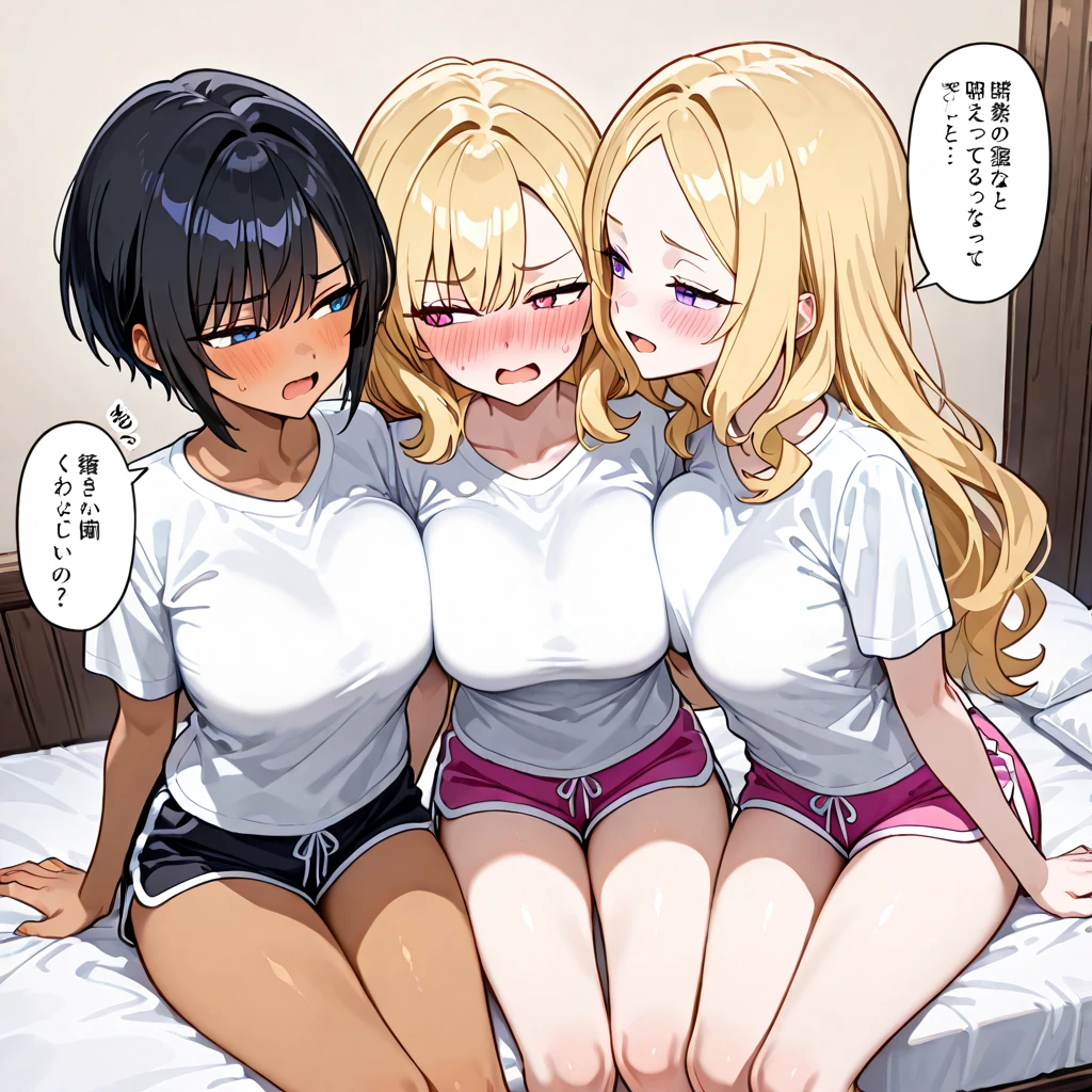 Very detailedなイラスト, Very detailed, beautiful, 8k,1 girl、Cute Woman、Lie down in bed、Blonde、Side Ponytail、Blunt Bangs、((Full nudity))、Ahegao、Open your mouth wide and stick out your tongue、Drooling、((The mouth is smiling))、Spread your legs wide、Sweat、Hearts float、Big Ass、Being raped by a man、Inserting the penis into the vagina、Thigh grab、Intense sex、Chest shaking violently、Cumshot、Sperm splattering