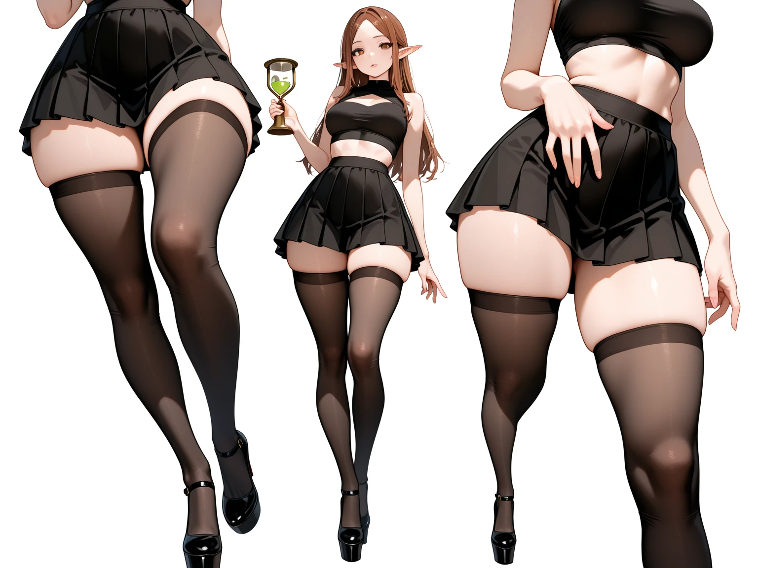 score_9, score_8_up, score_7_up, black background,
BREAK
source_anime, rating_explicit, Expressiveh,
BREAK
1girl, brown hair, ponytail, blind fold, elect nipple, huge breasts, Expressionless,
nude, bondage, pvc corset, pvc elbow gloves, thighhighs,
tall, leggy, shiny skin, heavy breathing, wide hips, tight waist, thick thighs,
pussy juice, pussy,
arms behind back, walking, full body,