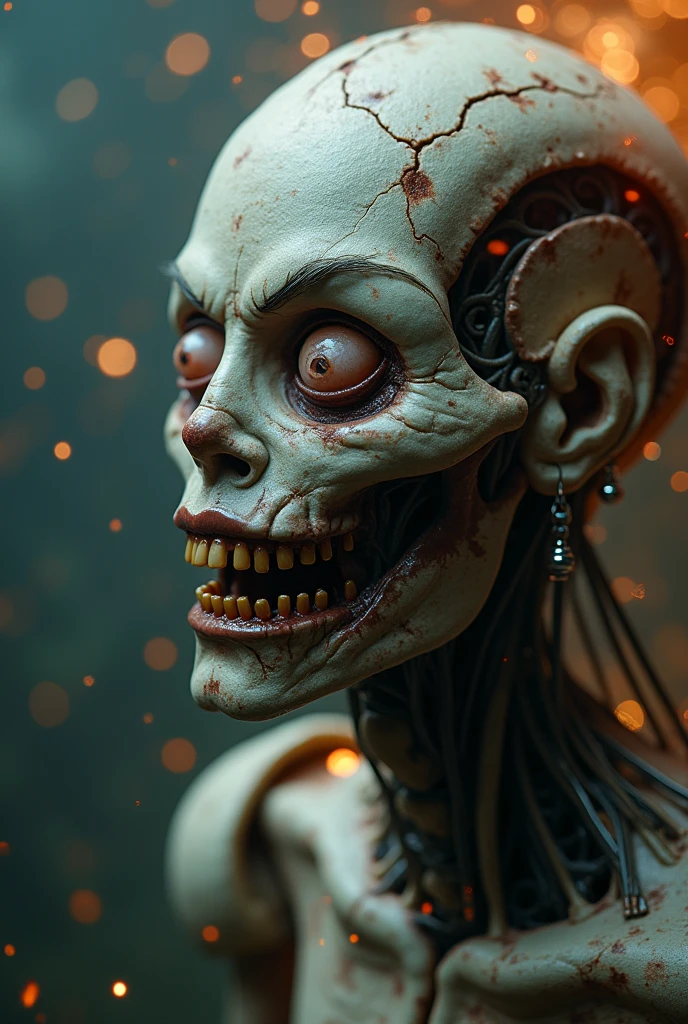young male humanoid, his name is Giggles, demon, looks like a clown, cuts, horror, creepy, scary, shock value, dirty, fire, very evil, demonic, ill, skinny, bones, topless, evoke, fear, terror, dread, decay, disgust, Psycho, dark, solo, hell, jester, unattractively, unusually thin, thin, bony, scraggly, emaciated, twisted, frightening, gross, sick, bald, pony tail, close up, standing in flames, dark background