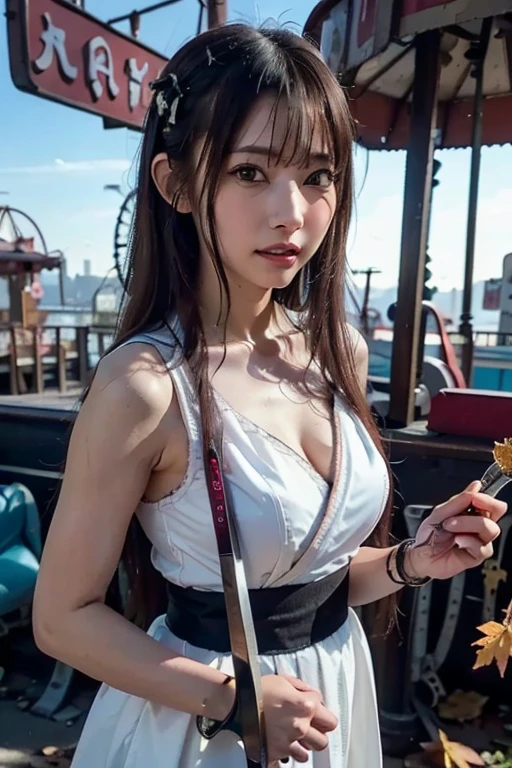 street fighter、ChunLi、Hundred Kicks、masterpiece, top-quality, The ultra -The high-definition, Top resolution, ighly detailed, profetional lighting、pretty skin、A slender, a very cute, 22-year-old face, slightly small breast、1girl in, 、female focus on, Hair Bow, hair adornments,length hair, Look at viewers, frombelow、