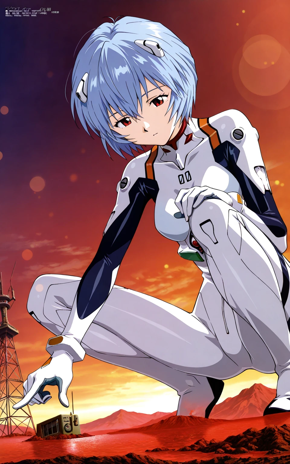 ((Highest quality, 8k wallpaper)),(masterpiece, Highest quality),Very detailed,High resolution,(Official Art:1.3),(((Anime screenshots,Black outline))),One girl,alone, Break mer1,(Rei Ayanami {Neon Genesis Evangelion,}1.2),masterpiece, best quality, outdoor, 1girl, Solo,red eyes,short hair,blue hair, (White plug suit:1.4), skin tight,(Tired look, A look of regret, Struggled, Half-closed eyes, fear, humiliation, Frightened, anxiety:1.3),(((Covered in sweat, Mass sweat, Sweating profusely,steam:1.7))), (looking back,kneeling, hands on floor:1.8), (Dirty Costume with mud,gym storeroom:1.5)(((sweat,Sweatdrop,flying Sweatdrops, sweating profusely,wet,wet clothes,wet hair,messy hair))),