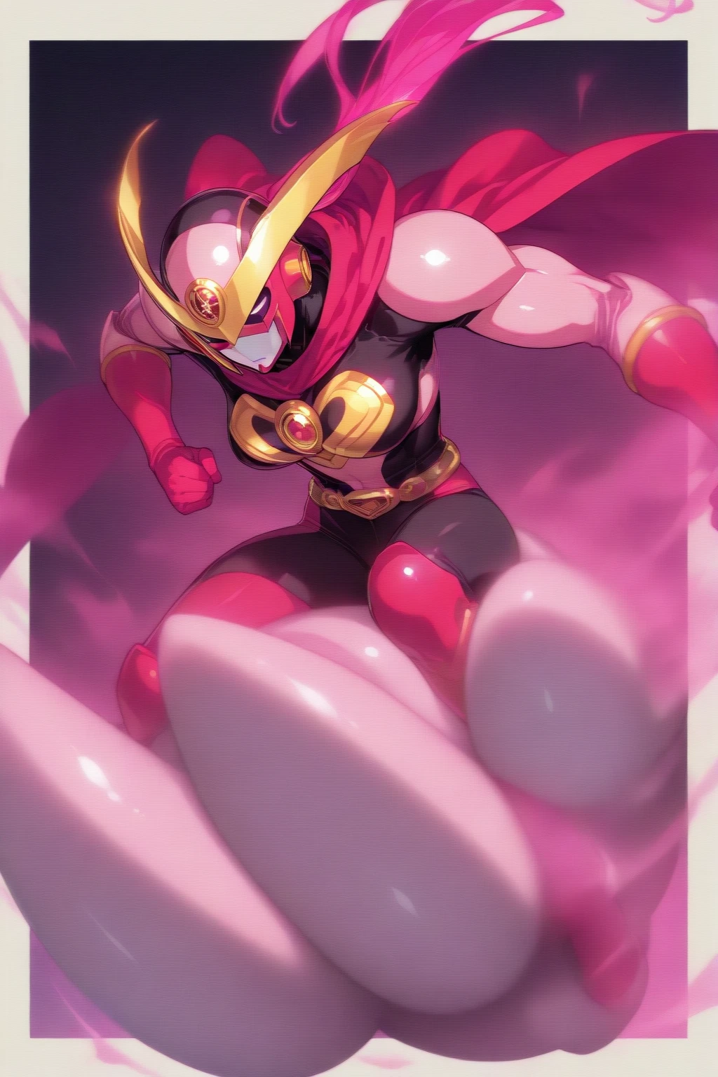 score_9, score_8_up, score_7_up, rating_explicit, source_anime, guy, Bright purple aura, Tight clothing, Supervillain suit, bulge, 