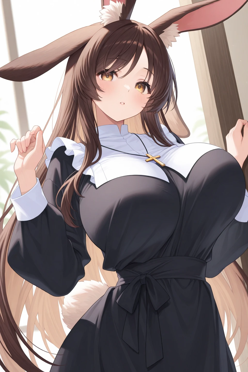 High resolution,masterpiece, Highest quality, Kuo Shenlin , heterochromia , Brown hair, (((nsfw))) , (((busty))),1girl, sensual body, Her cheeks flushed , 比基尼 , japanese night city , heavy rain ,umbrella ,wet street ,