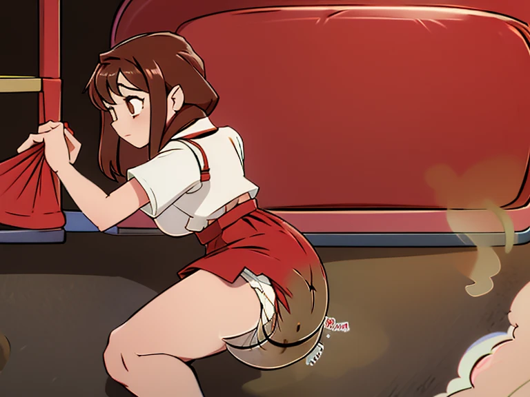 1 girl, erotic, NSFW, 18+, small dolphin shorts, hot blue shorts, looking back, pokemon hoja, green pokemon trainer, Pussy, pantimedias, Masterpiece, Best Quality, Very detailed, Brown hair, Brown eyes, crotch screen, showing Pussy though ass, sex, +18, legs open, ass focusing on the viewer