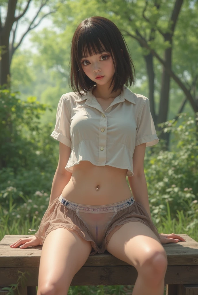 White panties, cameltoe, miniskirt, upskirt, pantyshot, showing panties, skirt lifted, boots,