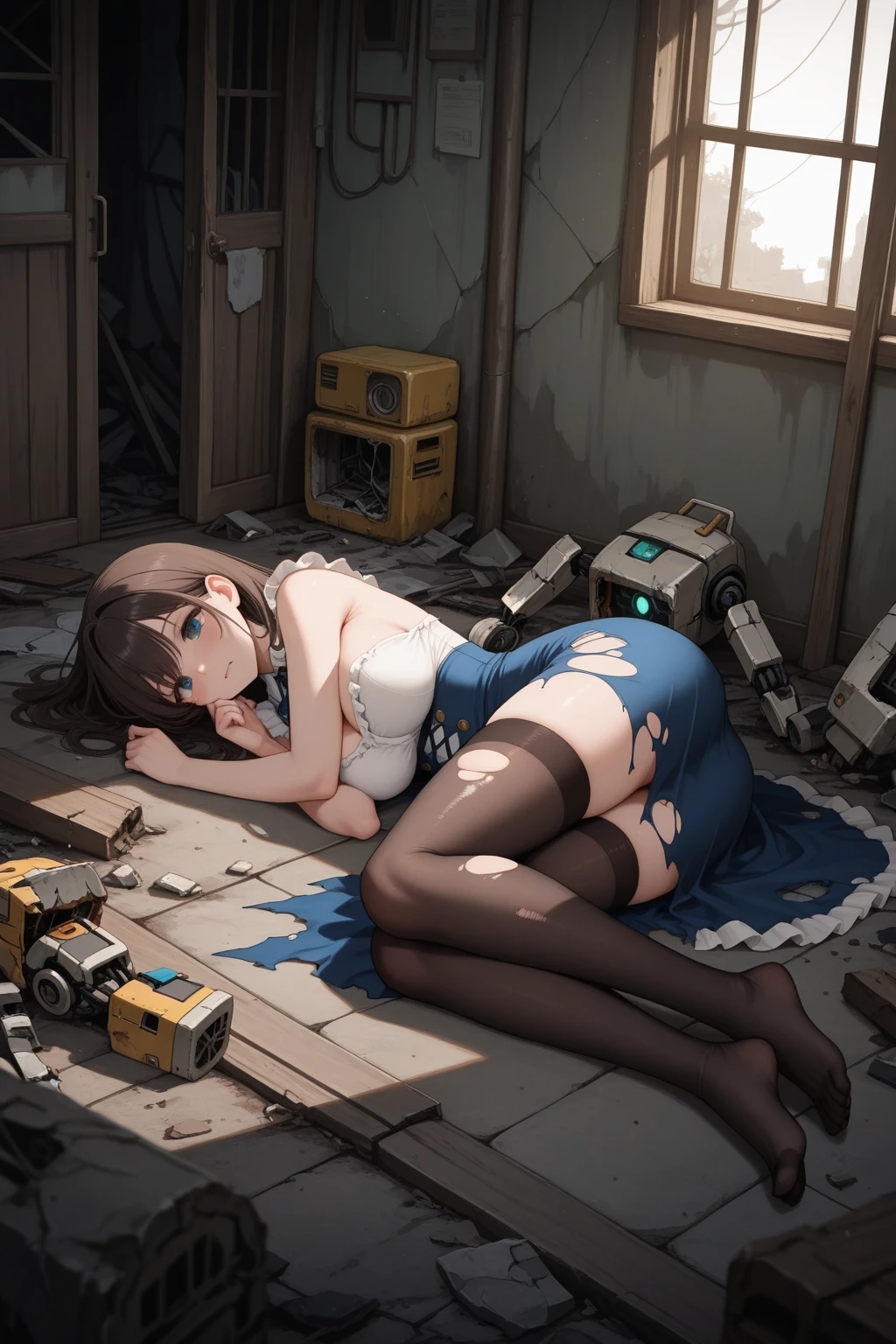 several girls, group picture, lineup, harem, 3+beautiful girls in a villain's captivity, 1 girl tied back, ((masterpiece)), ((high resolution)), ((best quality)), detail, (nsfw, crying), ((Hands tied up on prison bars, handcuffs, wrists tied)), , korean girl, teary eyes, brown hair, collar, wearing torn nightgown top, sheer nightgown, torn clothes, big breasts, big breasts, dense upwards, undergarment, statue ,handcuffs, collar, chains, shame, fear, breast focus, film lighting, perfect shadows,(((prison))), shaded realistic lighting