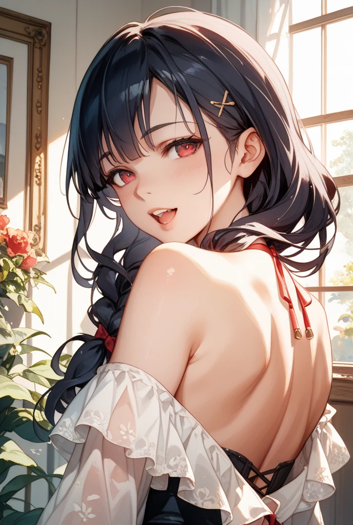 nsfw、独奏、Women's High生、(Big Breasts、Big Tits)、(Sailor suit summer uniform、Short sleeve、Yellow tie、Navy blue micro mini skirt、Navy Pleated Skirt、White mesh panties、White Short Socks)、Arms folded behind back、Spreading her legs:1.5、(Big Breasts、Big Tits)、(Black Hair、Very Short Hair、Boyish cut)、sitting、Women's High、classroom