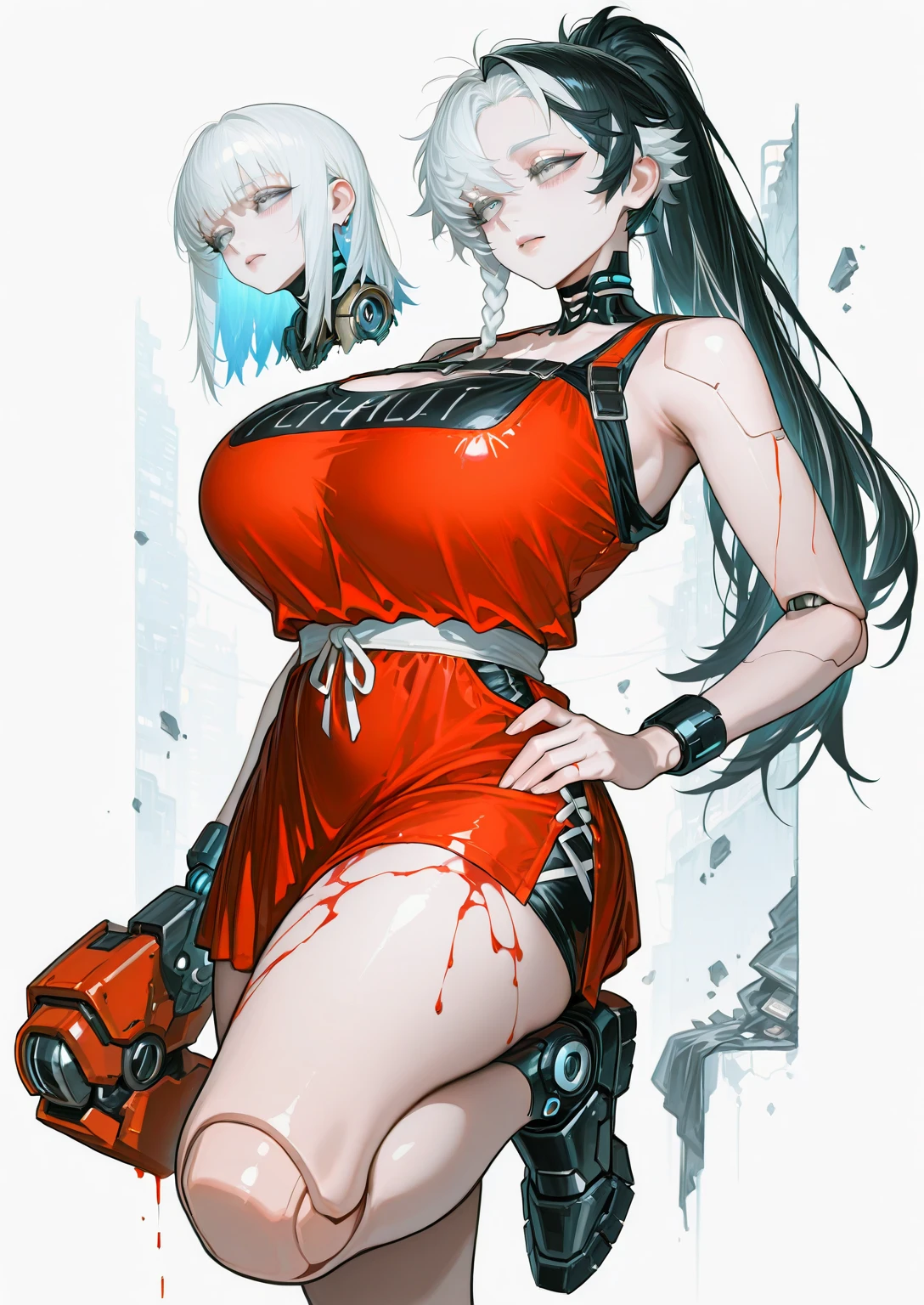 In the background is a woman with a gun and a giant octopus, an alien robot naughty nurse, Stylized urban fantasy artwork, nurse girl, Kushatt Krenz Key Art Women, cover game art, tentacled creature mix, monstergirl, The cover of the game, Game art, trends in art station, 2. 5 D CGI anime fantasy artwork