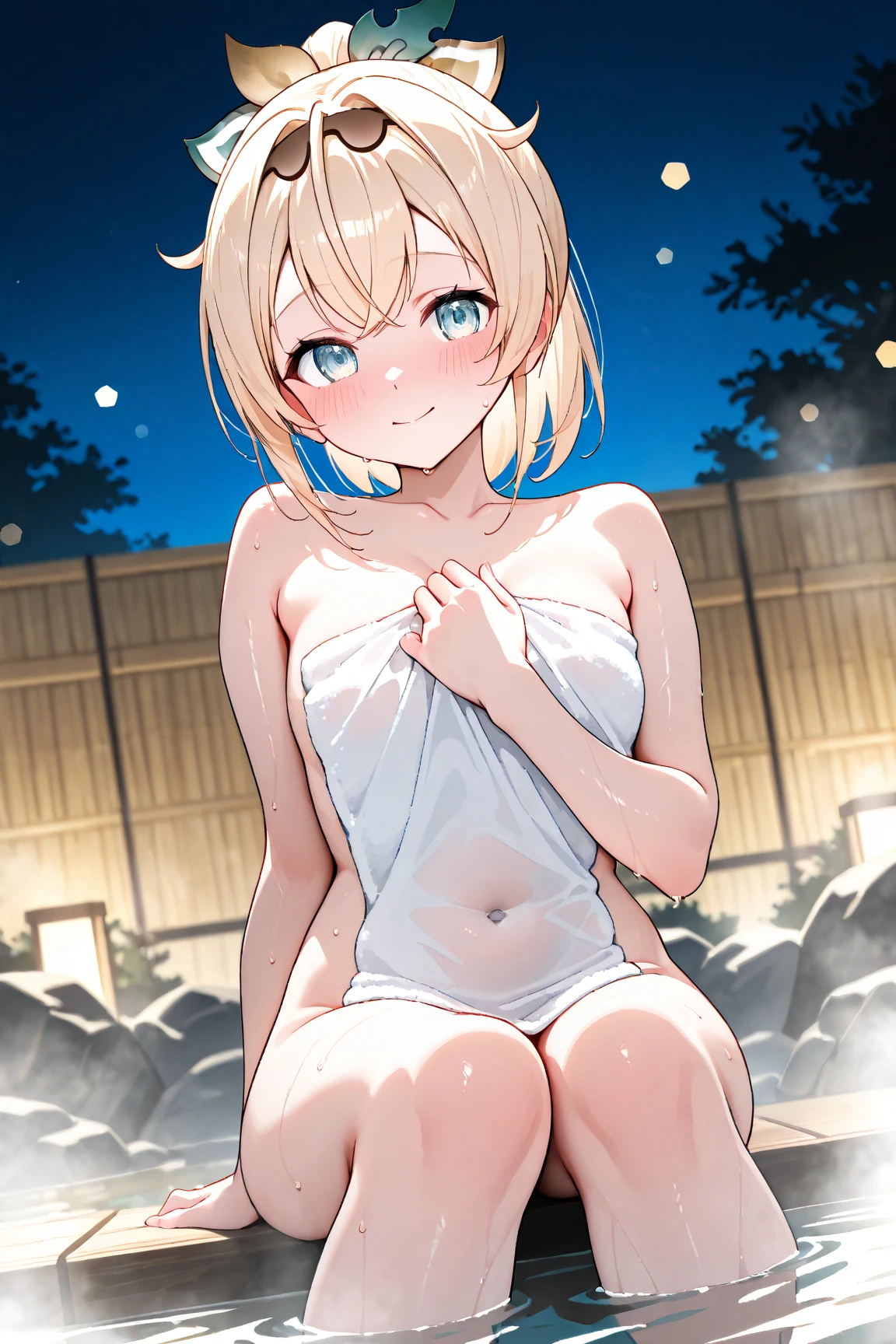 (masterpiece:1.2), (highest quality:1.2), Perfect Eyes, Perfect Face, Perfect lighting, middle ages, sauna, steam, Heat, 1 boy, blonde aqua eye, ((((((hair over one eye)))))), side Braid, blunt bangs, bob hair, Ahoge, ((((nude)))) , open mouth, glaring, scared, disdain, arms behind head , spread legs, (sweat), front, cum on pussy, Small breasts
