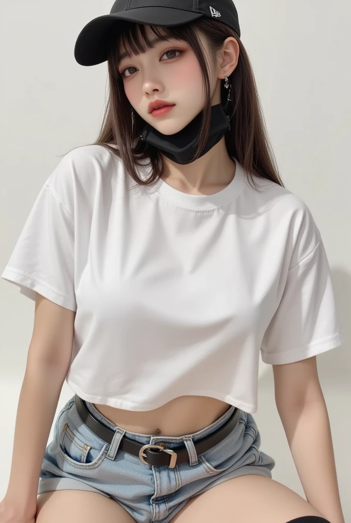 ,Highest quality, figure, Super detailed, In detail, High resolution, 8k wallpaper, Thick lips、Perfect dynamic composition, Glossy with oil々Skin、Korean、 long hair、Navel Shirt、Short skirt、panties。Shiny thighs,Thick thighs、Narrow waist、Big Breasts、 Natural color lip, Bold sexy pose,Inside the car、cute、Selfie、NSFW、Incême、Up Angle、Selfie、Spread your legs wide