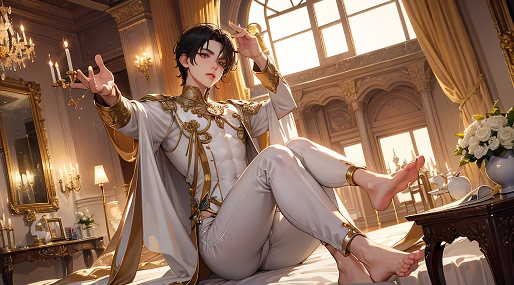 (masterpiece, best quality, 4k, photo, looking at viewer, beautiful eyes, ballet tights, crotch bulge:1.35), (androgynous male, chess ballet, checkmate, your white king will be castrated because you played as white and lost the game, you failed and doomed him:1.5)