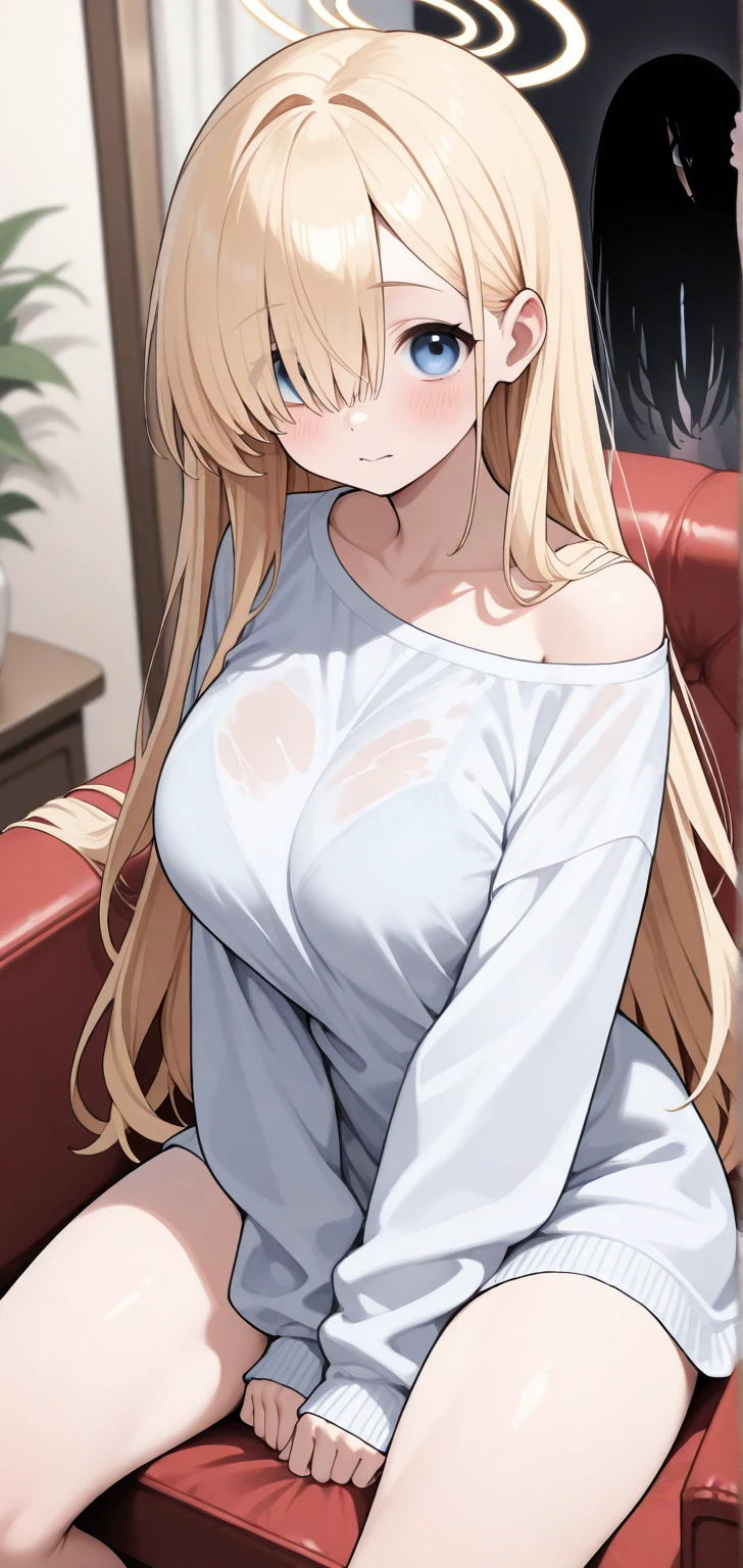 ((masterpiece, Highest quality, High resolution, Hmm., RTTX 10.0, Pixel perfect, Written boundary depth, 4K, Very detailed))), 1 Girl, single, alone, Beautiful Anime Girls, Beautiful art style, Anime characters, ((Long Hair, Parted bangs, Medium length hair bangs, Blonde)), ((blue eyes:1.4, Round eyes, Beautiful eyelashes, Realistic eyes)), ((Detailed face, blush:1.2)), ((Smooth texture:0.75, Realistic texture:0.65, Realistic:1.1, Anime CG Style, Chest of drawers in light colors, Cleavage:0.9, Big Breasts)), Dynamic Angle, Perfect body, ((throw, Dynamic pose, close)), ((White sweater, Long sleeve, Black Skirt, woman'belt, Stylish, single handbag, 1 diamond necklace)), Open your mouth, Embarrassing, amusement park