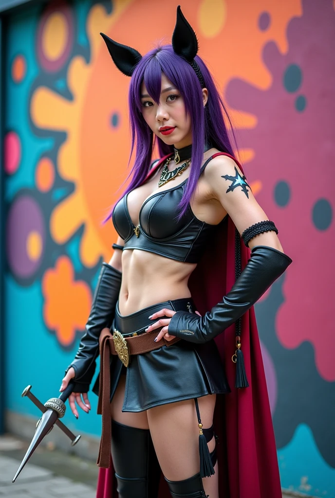 Crea a mitsury de demon slayer en una playa