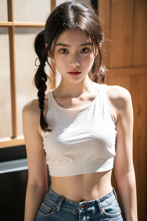 ((Highest quality, 8k, masterpiece :1.3)), One girl, Beautiful woman with slim abdominal muscles :1.3, (Random Hairstyles, Huge breasts :1.2), Casual clothing :1.2, indoor, Highly detailed face, Fine grain, double eyelid