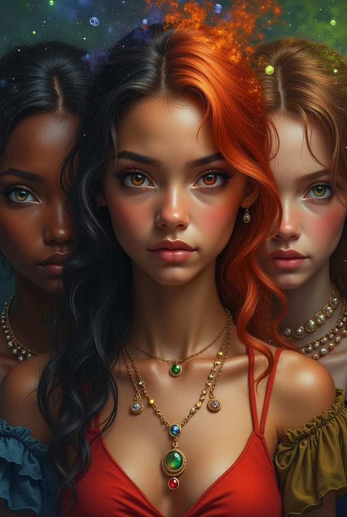 Create a painting made of five young 27-year-old men who are friends, They have medieval appearance and clothes, Paint them according to the following colors. The first one must be platinum hair, light grey eyes with pale skin. The second of Dark Purple Hair, emerald green eyes with dark skin. The third of fiery orange hair, amber or golden eyes with dark skin. The pale mint green hair room, Dark grey eyes and pale skin. The fifth with navy blue hair, light blue eyes with white skin