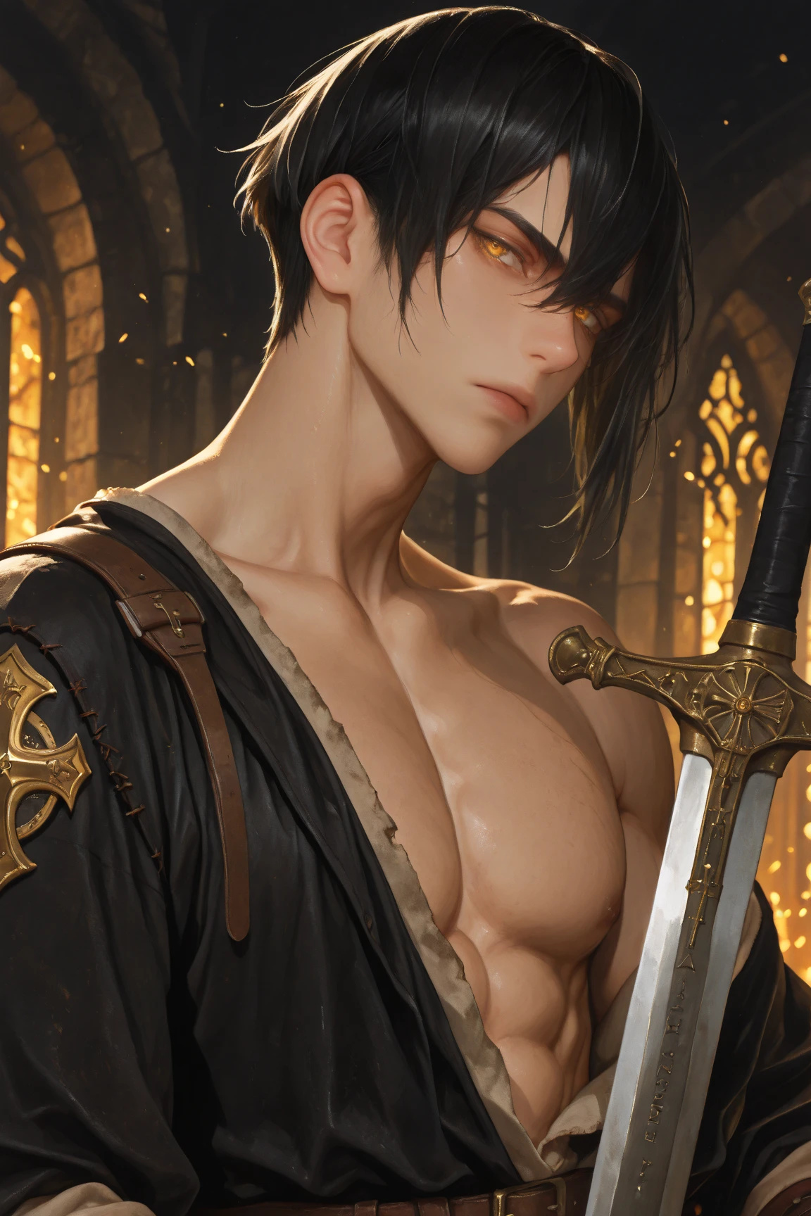 Create a highly realistic, cinematographic portrait of **CENGİZHAN**, a young male hero from the Star Wars universe. CENGİZHAN ist ein mutiger und entschlossener Mann im Alter von etwa 23 yearsn. He has a wild, but sympathetic charisma.
**Details:**
- **Face and expression:**
- Alter: 23 years.
- Skin color: Helle, slightly tanned skin.
- Eyes: size, expressive brown eyes with a touch of determination and curiosity.
- Hair: Short, dark hair, slightly disheveled, which give it an untamed look.
- Expression: A brave, determined look with a touch of innocence and adventurous spirit.
- **Clothing and equipment:**
- Wears a mix of traditional Star Wars clothing and Sith robe.
- A simple, but robust helmet - A worn, leather tunic and matching trousers, which offer both freedom of movement and protection.
- A double-bladed lightsaber with green and red color
- **backdrop:**
- A rough, dirty ship in the universe with asteriods
- Im backdrop sind verfallene Gebäude und Teile abgestürzter Raumschiffe zu sehen, that create a post-apocalyptic atmosphere.
- **Light and atmosphere:**
- Warmes, golden light of the setting sun, das das Gesicht von CENGİZHAN sanft beleuchtet und seine Entschlossenheit betont.
- Dust and sand, which swirl gently through the air and create a mystical, create an epic atmosphere.
- Deep shadows, which enhance the contrast between light and darkness and give the image a dramatic touch.
**Additional Notes:**
- Pay attention to a high level of detail in the depiction of Cengizhan's facial features and his clothing. The image should have a cinematic quality, as if it were a still from an epic Star Wars movie. The atmosphere should convey excitement and a sense of adventure.