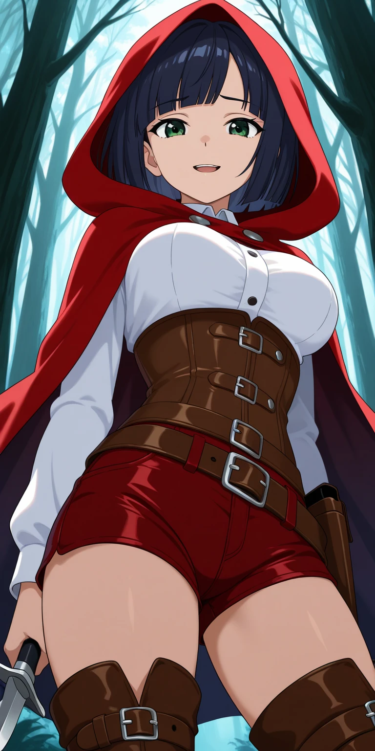 ((A male innocent version of red riding hood wearing short minimerotic dress)), NSFW, hentai, he is on his way to his grandma, (beautiful fairytale forest setting), he is lewd and lifting his skirt, ((bulge under the mini skirt)), ((dripping fat cock under the skirt)), ((he is becoming horny as he has wet dream about huge monstrous wolf fucking his butthole)),