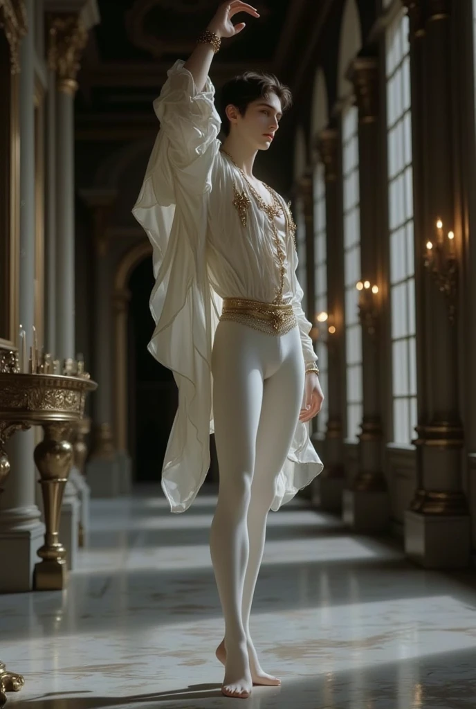 (masterpiece, best quality, 4k, dreamlike, hyperrealistic:1.35), (2 androgynous males, nutcracker prince kills rat king, ballet, beautiful eyes, male ballet tights, male crotch bulge, buttocks:1.5)