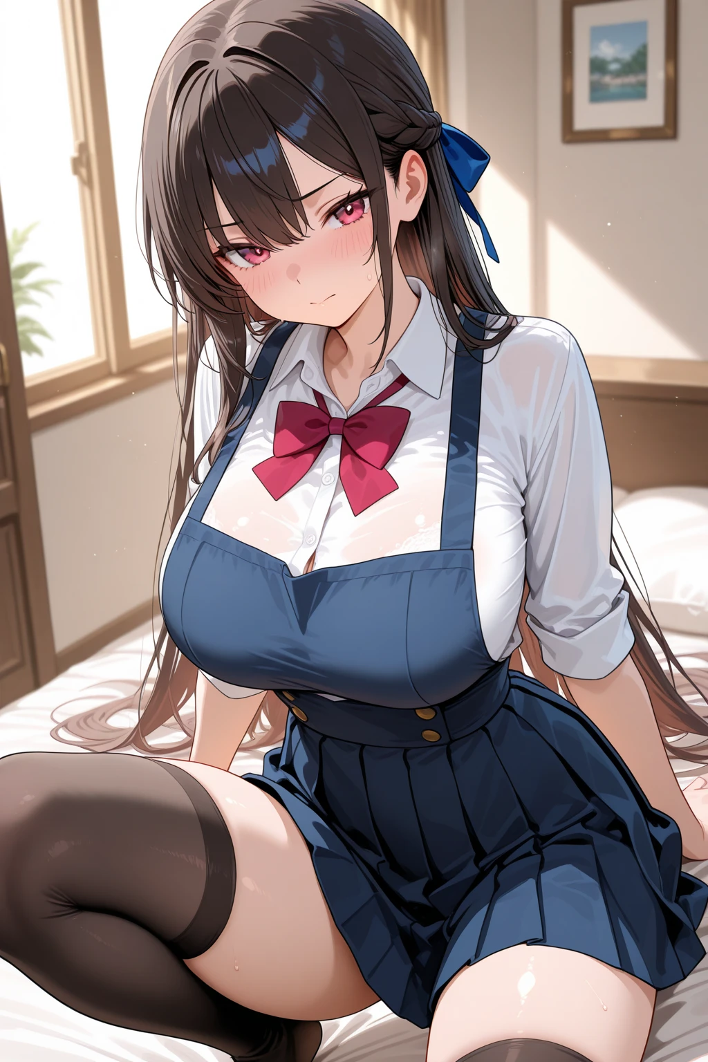 One Girl、Sweat、Twin tails、uniform、Black Skirt、despair