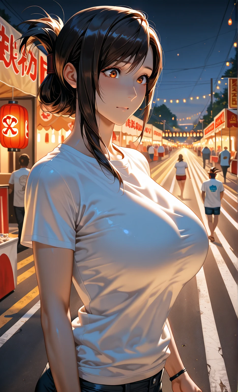 高いquality illustration, masterpiece, Very delicate and beautiful, Attractive girl,(Bleaching、Loincloth、Torsionpot-wrapped),thin,Slender body,slim、night festival background,Princess, Beautiful Eyes,smile、Embarrassing、blush(masterpiece, Highest quality:1.2), High resolution, Very detailed CG ユニティ 8k 壁紙, Perfect lighting, colorful, 超High resolution,4K,Very detailed, photograph, 8k, High resolutionolution, 17 years old、Big Breasts、Areola、Thick pubic hair sticking out、Pubic hair sticking out