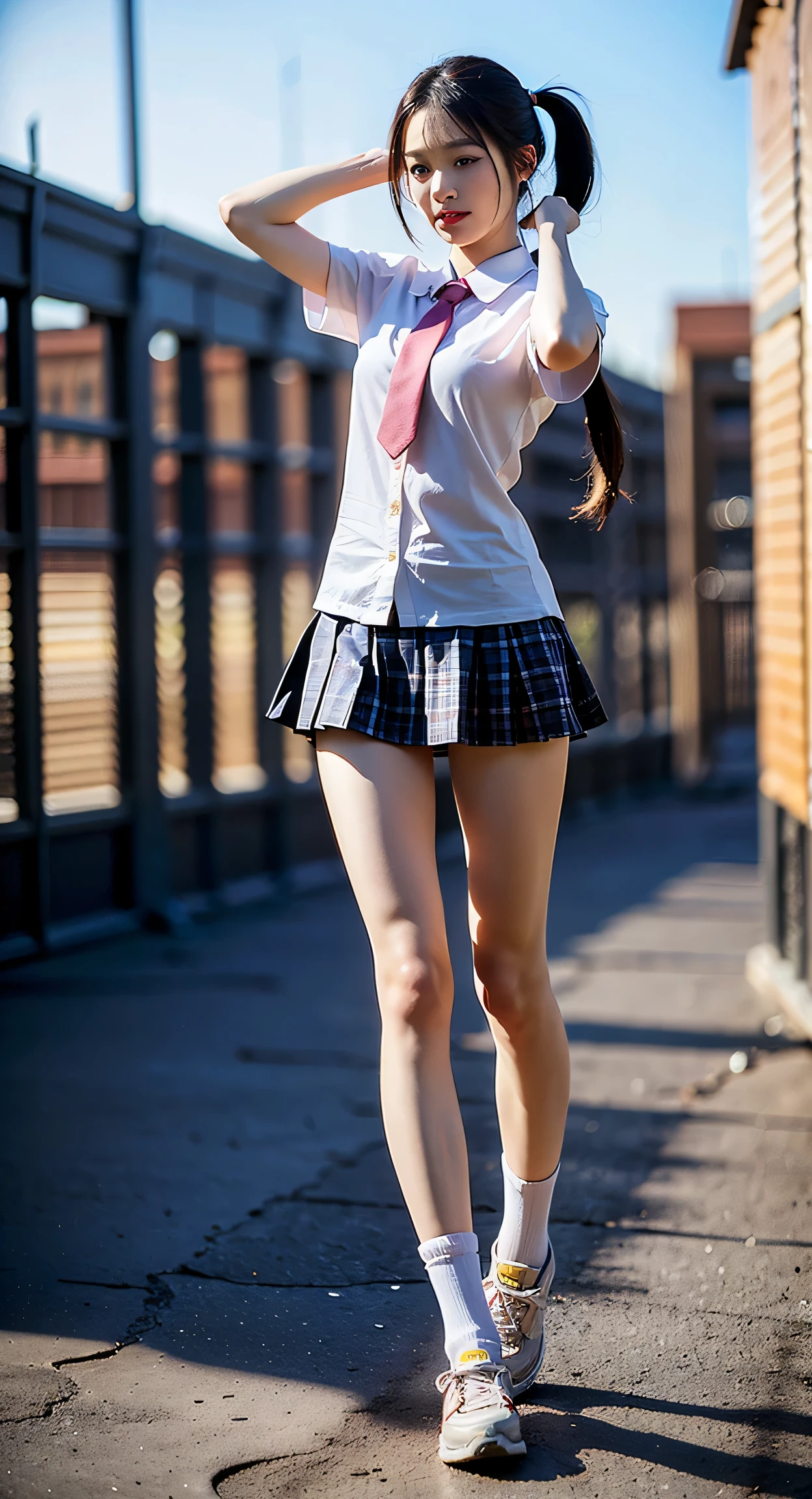 Woman with mini skirt