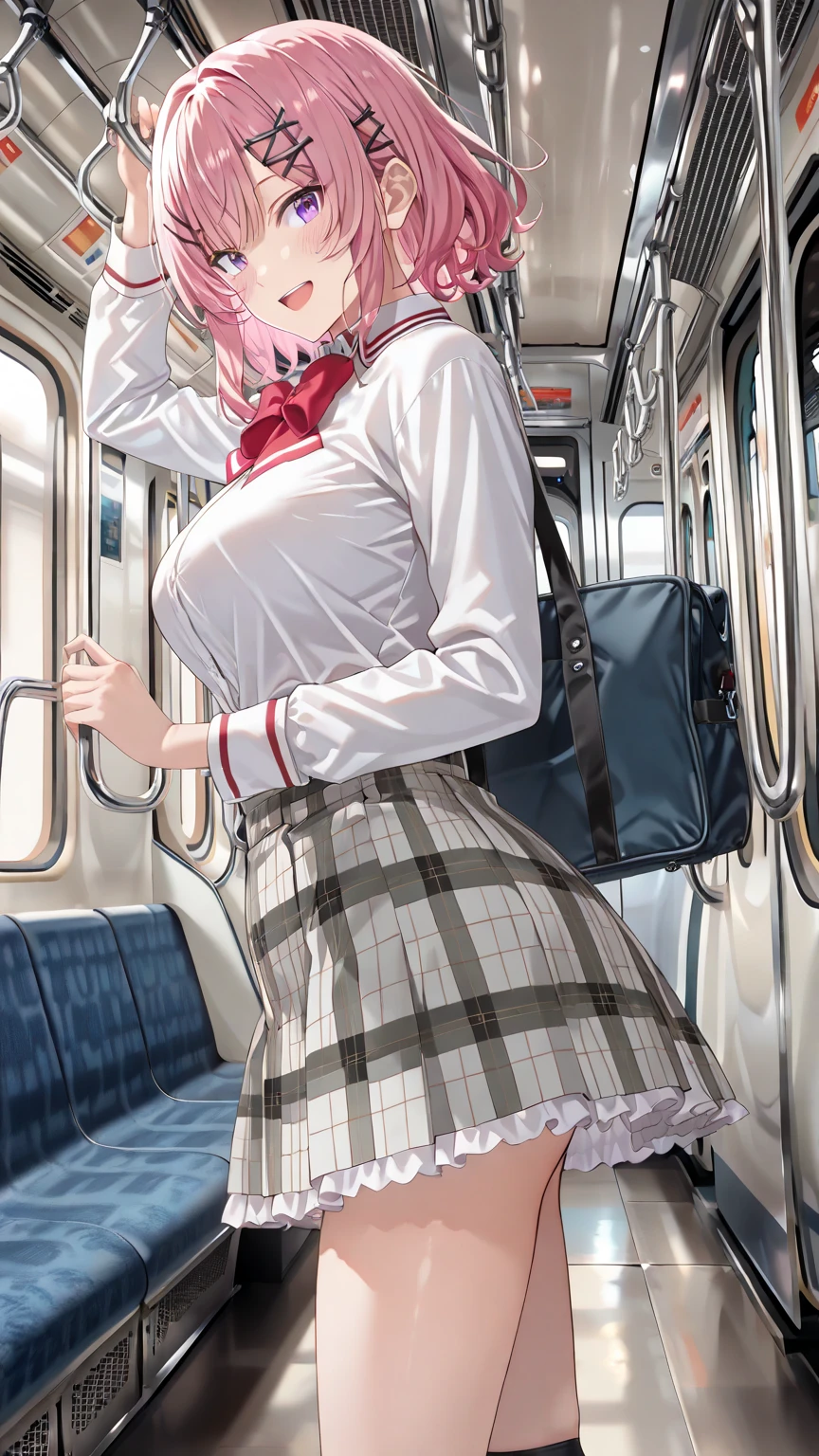 (masutepiece, Best Quality:1.2)、realisticlying、Cute、kawaii、digitalart、Innocent 18 year old girl、(Girl on a crowded train)、(Stand at the door)、(Girl looking out the door backwards)、(Hands on the window glass)、huge tit、Plump、serafuku、sailor dress、sailor uniform、Don't wear bottoms.、bare Lower part, (white socklack loaferlack school bag on the floor、Brown hair、voluminous straight long hair、shinny hair、(backs)、(View from behind)、full bodyesbian、(from below:1.4)、ass focus、(panty shot)、looking away、Curiosity々
