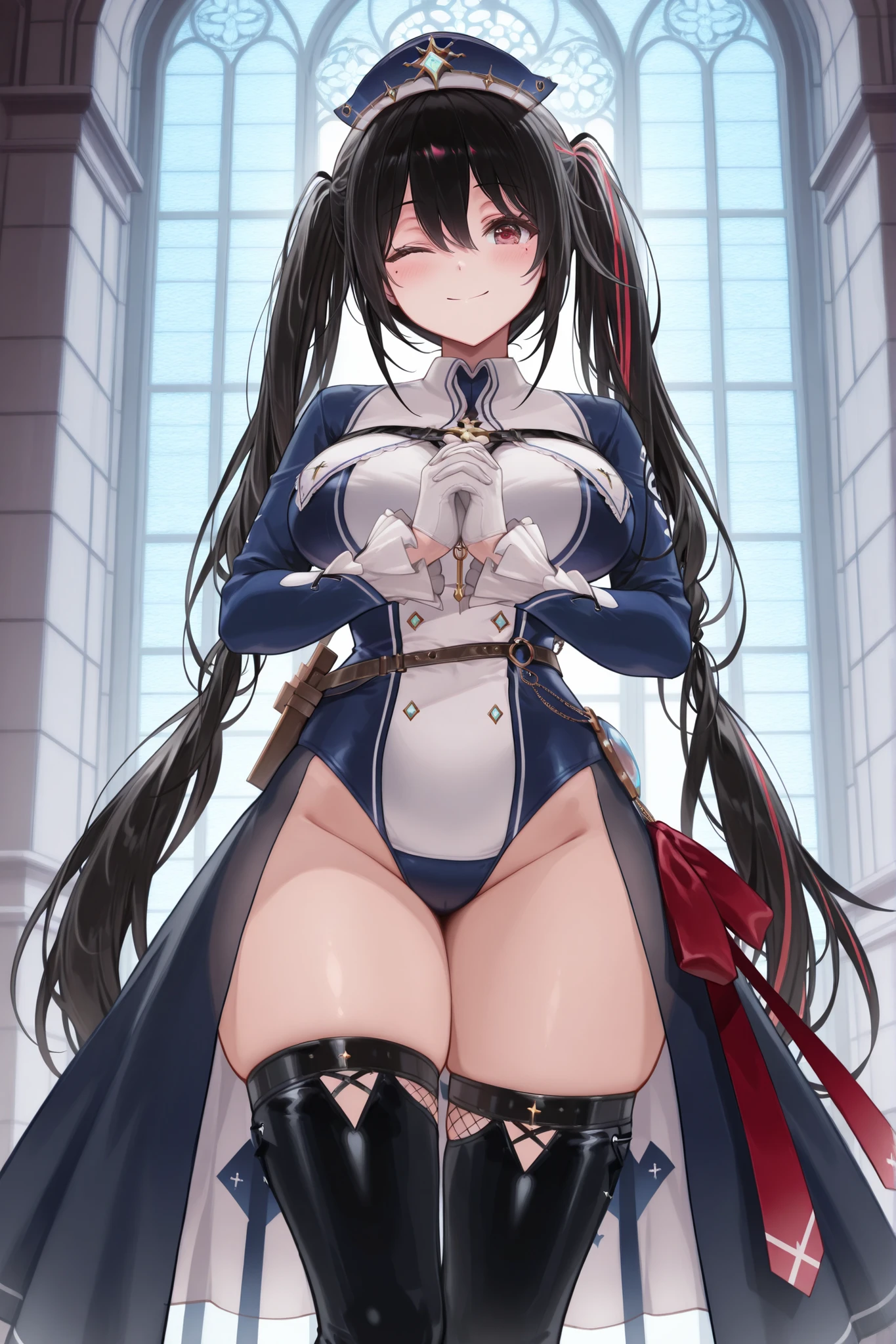 Anime girl in uniform sitting on sofa with legs open, fine details. Girls Frontline, Blue Uniform, Wearing Soldier Uniform, Uniform, Infantry Girl, Wearing Military Uniform, Black Military Uniform, Girls Frontline Style, Girls Wearing Uniform, Wearing Military Uniform, Highly Detailed Official Artwork, JK Uniform, From Girls Frontline, Officer, Wearing Military Uniform (Lace Panties), Sitting, (Panties Tucked Into the Crotch:1.2)( Panty Shots), Spread Your Legs, Skirt, School Uniform, (White Panties),(Big Breasts)