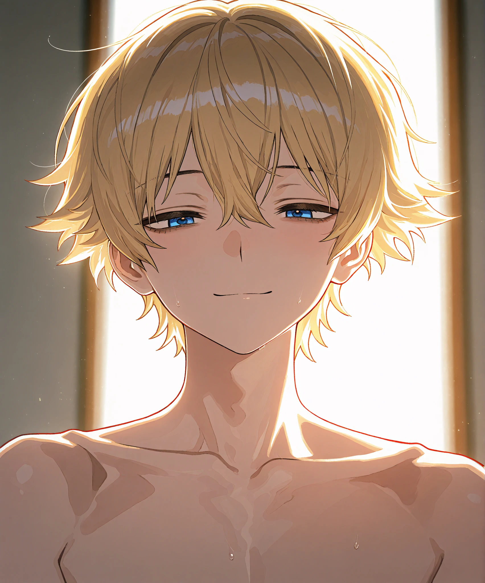 hot anime boy light yellow hair soft, blue eyes, emo, penis naked yaoi cock