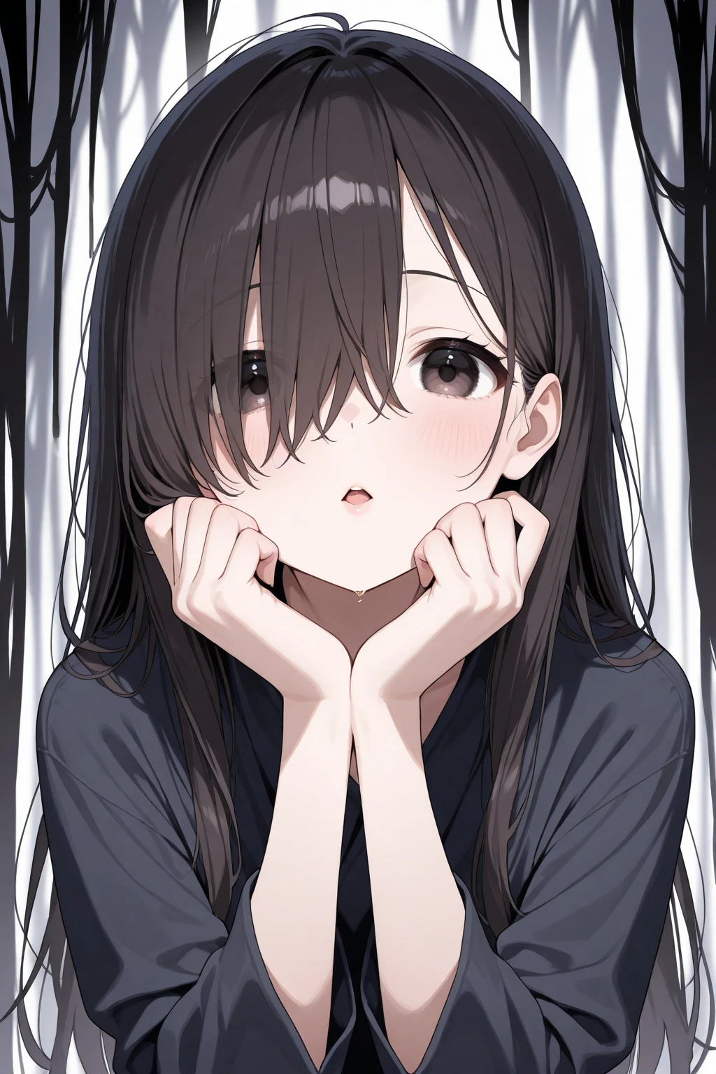 ((Highest quality)), ((masterpiece)), (detailed), One beautiful girl, Almond Eye,The curtain of a quiet night falls  
Stars whisper secret stories,The path we walked hand in hand,Meeting again in a dream,Close up of face
