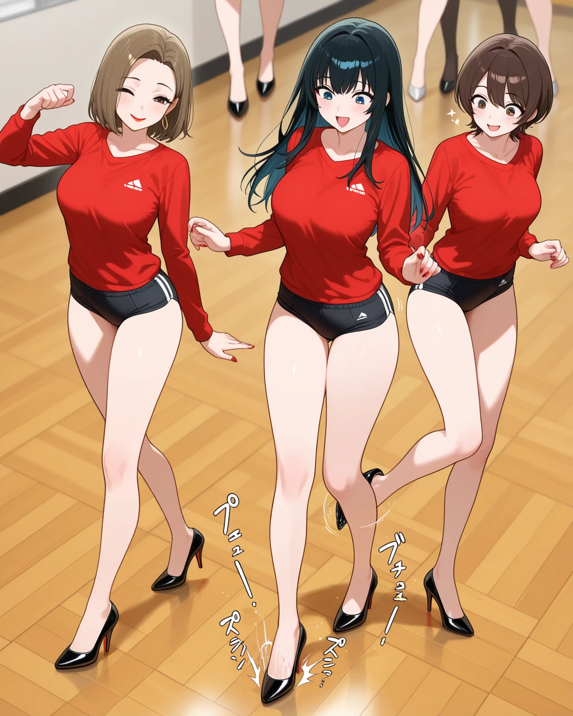 highquality illustration, masterpiece, very delicate and beautiful, attractive girl,(colorful leotard, heattech leotard,tight leotard,long_sleeve leotard,ribbed leotard,high_leg leotard,turtleneck leotard), thin,slender body,slim,gymnastics club,2 girls,gymnastics athlete,bare legs,gymnasium background,beautiful eyes, light smile,(masterpiece, best quality:1.2), highres, extremely detailed CG unity 8k wallpaper, perfect lighting, Colourful, ultra-high res,4K,ultra-detailed, photography, 8K, HDR, 17 ages,