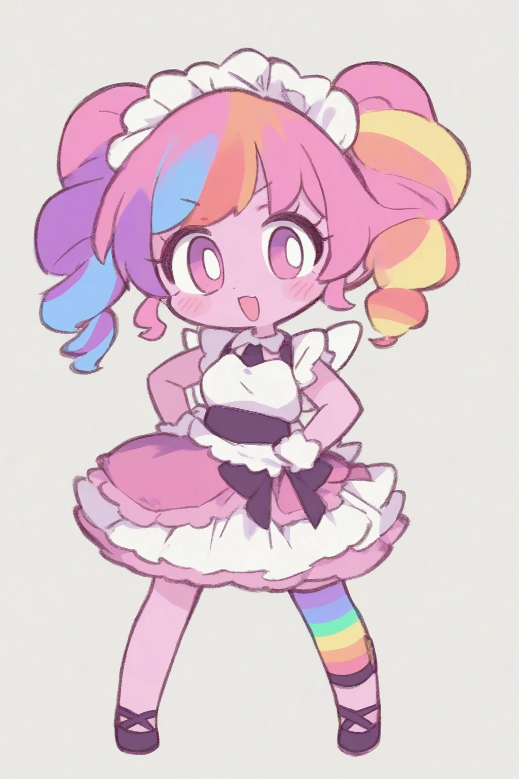 (masterpiece), best quality, perfect face, 8k, panda girl, joyful laugh, ((rainbow hair)), (curly hair), (human face), [small breasts], waist:1.3, long legs, black ears, full body,
BREAK, 
((Layers of colorful accessories)), pastel-colored designer heels, (mismatched thigh-highs), (oversized bows), (statement decora fashion), (((((plethora of kawaii accessories))))), character starring in a Harajuku-themed fashion editorial for a renowned magazine, BREAK, (((photoshoot takes place against iconic Harajuku backdrops))), capturing the essence of the district's diverse fashion culture, 