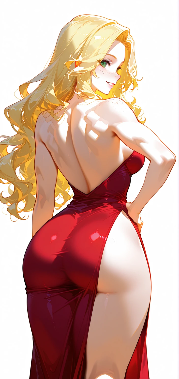 (masterpiece, HI quality: 1.1) 1girl full body standing good face, nice ass, hairstyle: braid, Color Hair: long hair, Blindfolded: NO EYES, Skin: White (porcelain skin, sparkly skin), muscular, thighs, Mature woman, Abs, looks at the viewer smiling, extremely huge breasts, maternal, chest cover with clothes