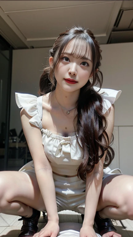 Very detailed、High resolution、Super Beauty highest quality、masterpiece、Navy High Soccer Mix Real、(Live Shooting:1.2)、(Realistic:1.4)、The beauty of beautiful details Delicate expression、blonde、((I can see your pants))(Crouching panty shot)Earrings、eyelash、Sparkling eyes、Glossy Lips、Fine and beautiful eyes、Large file size、、(Japanese Girls' High School Uniform))、Very detailedな表現、The finer details、Very detailedな顔の映画照明、18-year-old girl、positive、((Dynamic pose)))、(Open Stance))、(Skirt from bottom to top:1.5), Pleated skirt、blazer、Sexy upward glance, (Spread your legs and show me your panties:1.5), (White panties:1.5), (Black short hair:1.5), (Wet pants and see-through:1.0), (Fits your body:1.5)