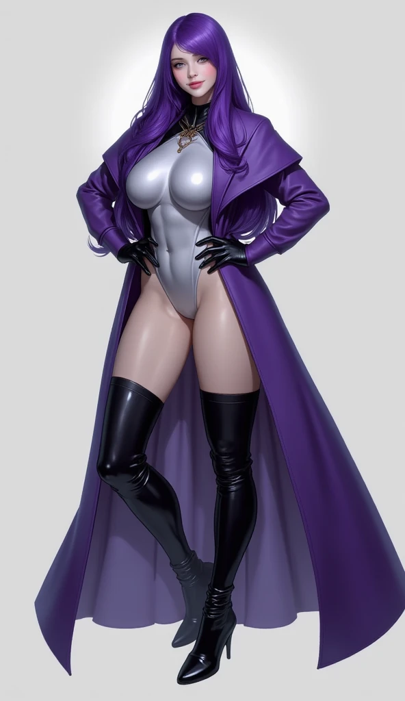 white background, revealing clothes, headwear, 1girl, solo, long hair, breasts, looking at viewer, blush, purple sleeves,smirk, Two long thighs, yellow eyes, blonde hair, short hair, large breasts, detached sleeves, very white background, royal tiara, long cape, yellow tiger bikini, high heels, hands on hips. red tattoo on belly navel, full body female MILF ?????, lustful smirking smile face (red blush), metal shoulders, golden bracers sleeveless, black choker ??? slave
