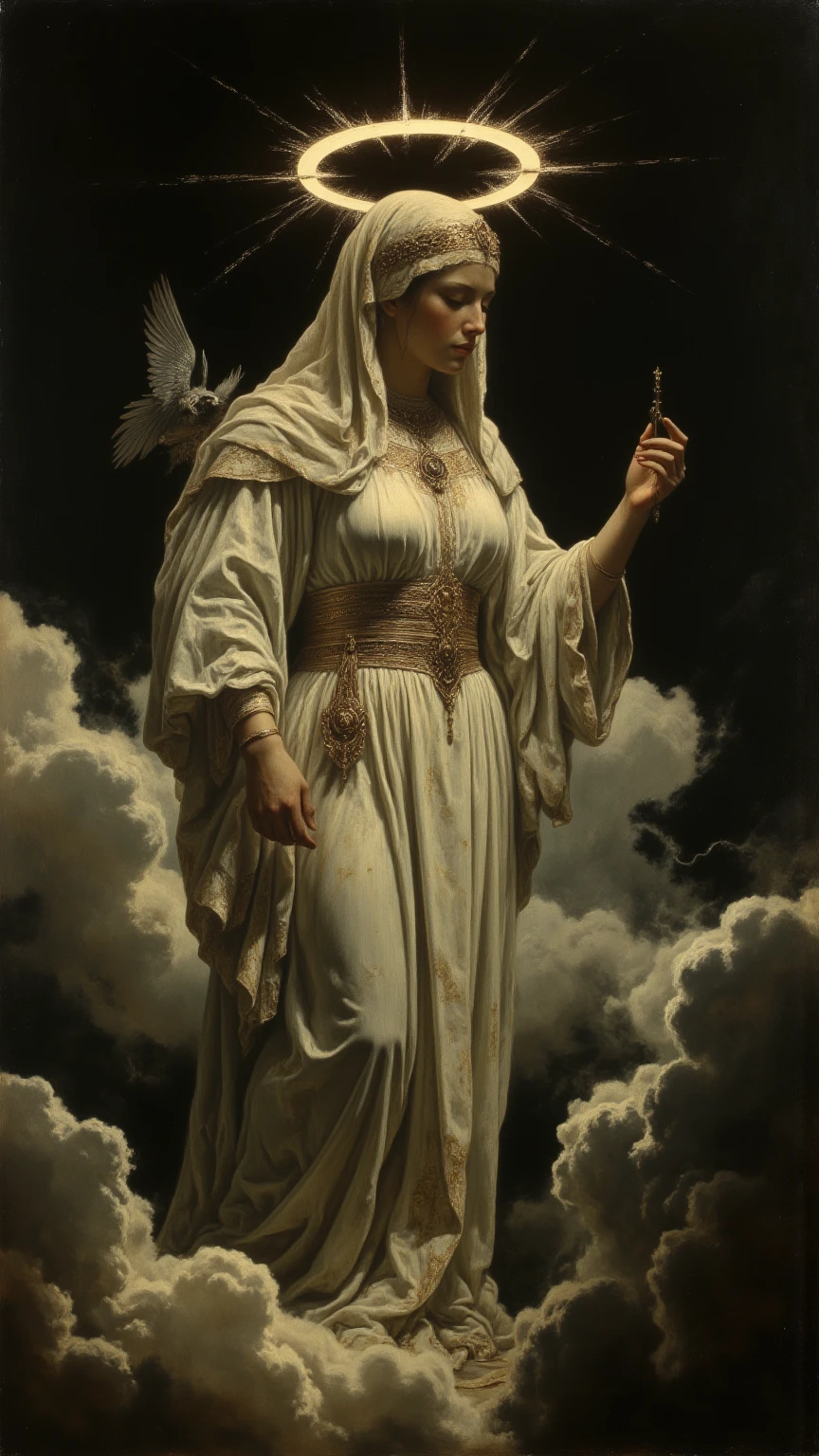 ((watercolor painting by singer sargent)), female mature elf with giant sword , chubby woman,