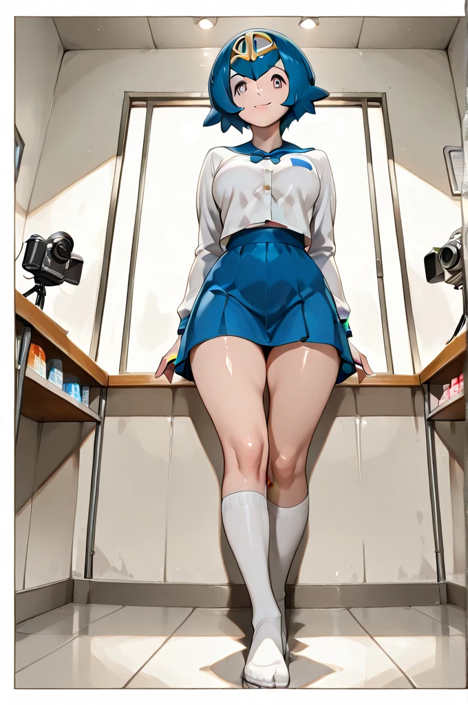 rei ayanami, blue hair, short hair, (red eyes:1.5),at the casino,bunny suit,NSFW,peeled,sexy pose,1 girl,highest quality,embarrassed face
