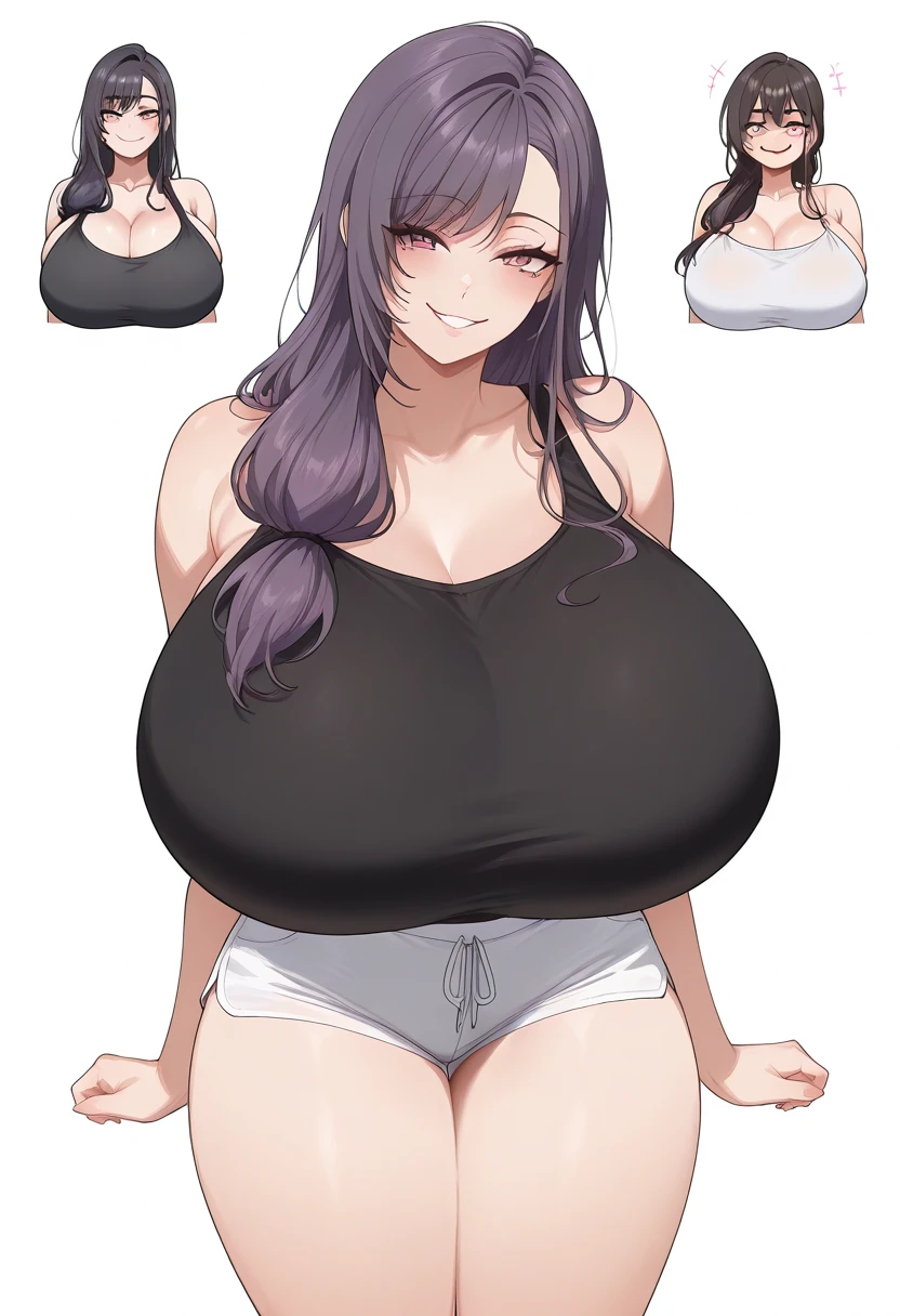 (Beautiful_cara:1.5), (estrecho_cintura), Very detailed, expressions faciales sexy, seductive facial expressions, [:(Face detail: 1.4): 0.4], oversized gigantic breast, BBW | Mujer completamente madura,{{{1girll}}},{{{La mejor calidad}}},{{{HDR, hiper HD, 8k }}}, {{Pintura ultrafina}},{{{Obra maestra}}}, {{Ultra detallado}},{{extreme detail description}},(Pechos gigantescos de escote:1.5), black Underwear, Lace underwear, blue eyes, white hair, smile, happy face, sitting in bed, in the room,