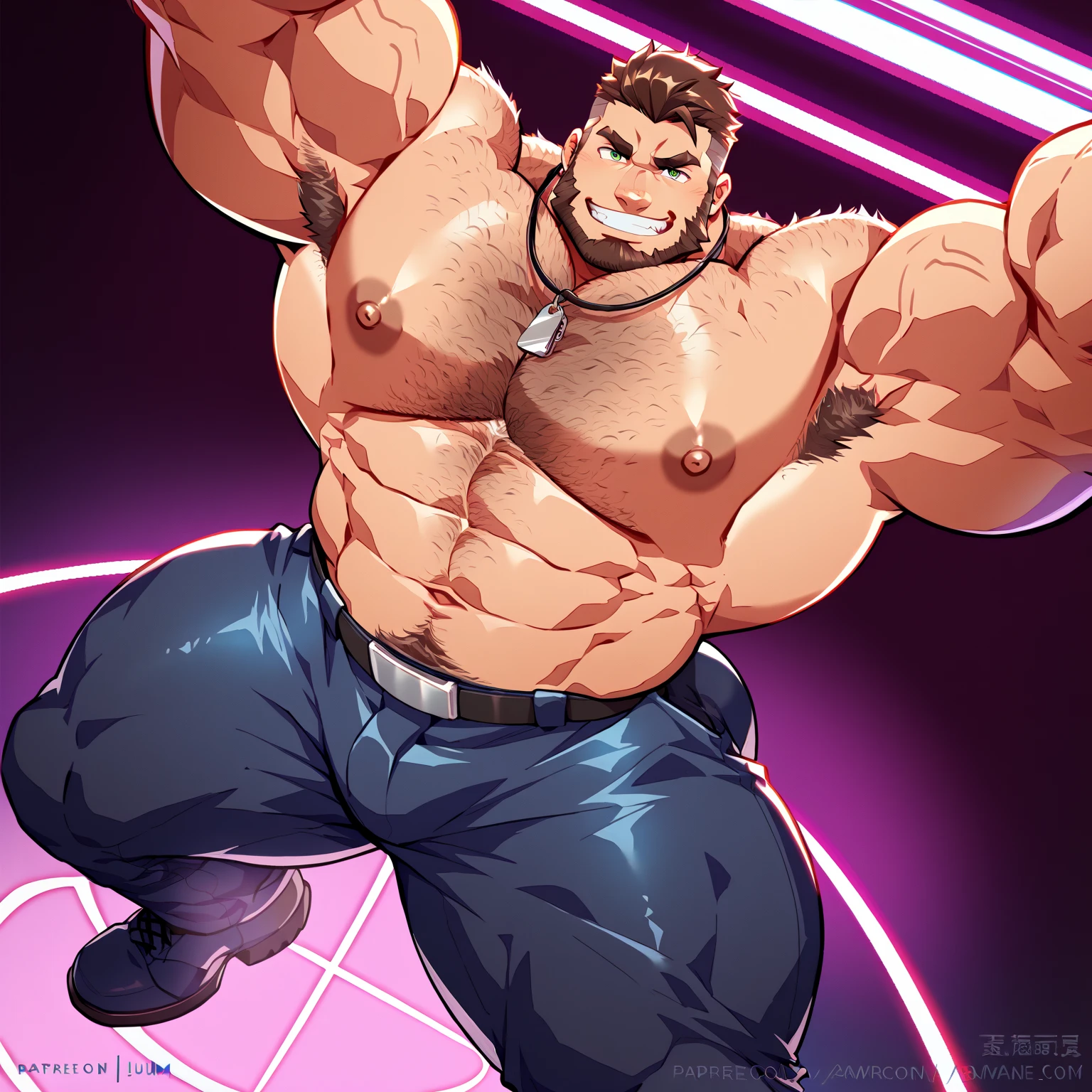 1 man, 35 years old, look at me, good face, muscles, show body muscles, cold face, big chest, a littel fat, shirtless, without clothes, big body, fat muscles, legs, thigh focus, show thigh, show ass, thick thigh, without underwear, big belly, very big chest, Without underwear, without any kind of dress, big penis, penis, cock,Broad and strong shoulders, broad chest, broad and large abdominal muscles, thick and plump waist, fat and plump body, huge body, big body, big ass,show ass, show armpits, looks tired, sweaty, sweaty chest