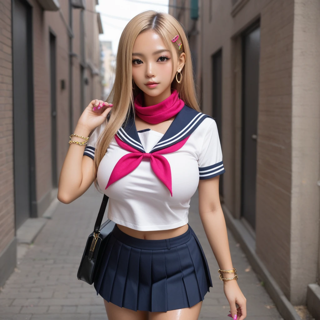 ミニスカートを履いたTwo peopleの成人女子高生:1.7,((Two people high school girl:2)),((Two people)), 清楚系womanとGal系womanの2人組、Dynamic Angle, Perfect body, night,moonlight,Exterior lights,Gal, (Anatomically correct),masterpiece, Highest quality, RAW Photos, Realistic, face,, Beautiful girls, cute, Written boundary depth, High resolution, Super detailed, detailed, ighly detailedd, Extremely detailed eye and realistic student, pale, Sunburned skin,Two peopleで,woman,(panties), (Short-sleeved sailor uniform:1.4),Spread your legs,Wide Hips, ((Sensual;1.5)), Glamour, Big Breasts,Sunburn marks on Sunburned skin,Pink Hair,blonde,Platinum Hair,Brown Hair,orange,Wavy Hair,Shortcuts,Pixie Cut,Cosplay,building,intersection,stage,Pedestrian bridge,vending machine,night,深night,Blurred Background:1.2,White panties,Pink panties,Yellow panties,Black panties,GirlTwo people,Two people high school girl,