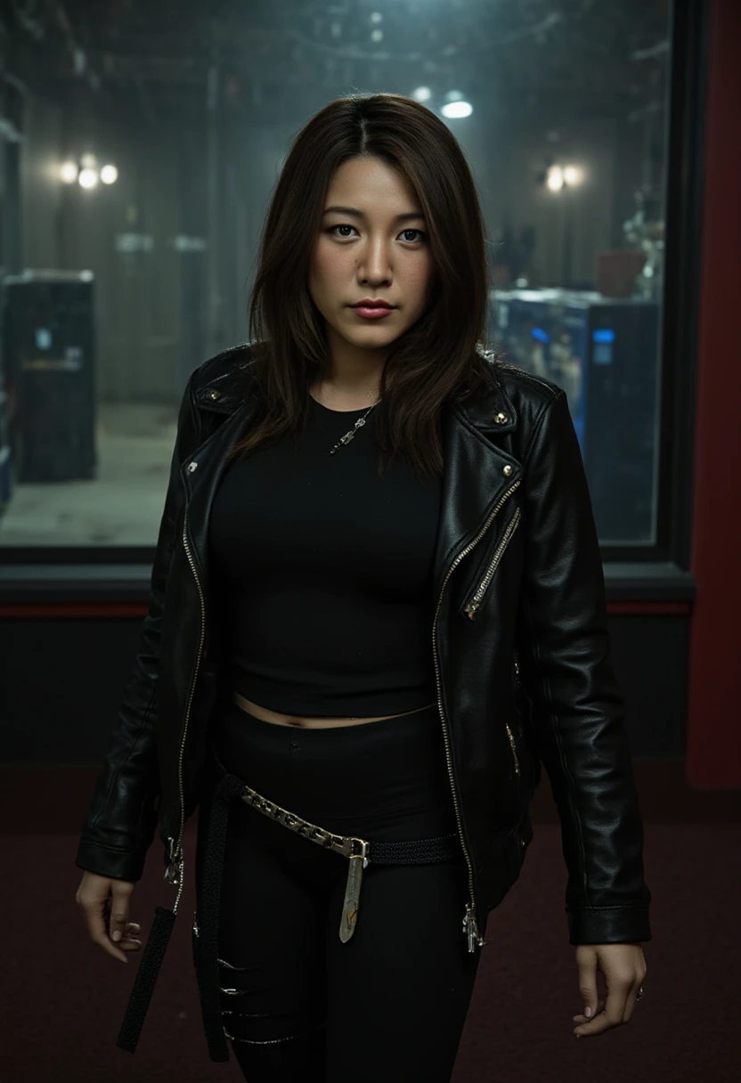 beautiful dichen_lachman as a cyberpunk detective, leather jacket, tank top, (cleavage:0.5), dichen_lachman, (highly detailed:1.2),(best quality:1.2),(8k:1.2),sharp focus,(subsurface scattering:1.1),award-winning photograph,professional portrait photography,(close shot:1.2), rainy futuristic city street at midnight,neon signs,(very detailed background:1.2),(futuristic sci-fi:1.1), analog style, modelshoot style, dramatic lighting, by artgerm wlop annie leibovitz jeffrey simpson jock sturges greg rutkowski, <lora:dichen_lachman_sdxl_2500:0.8>