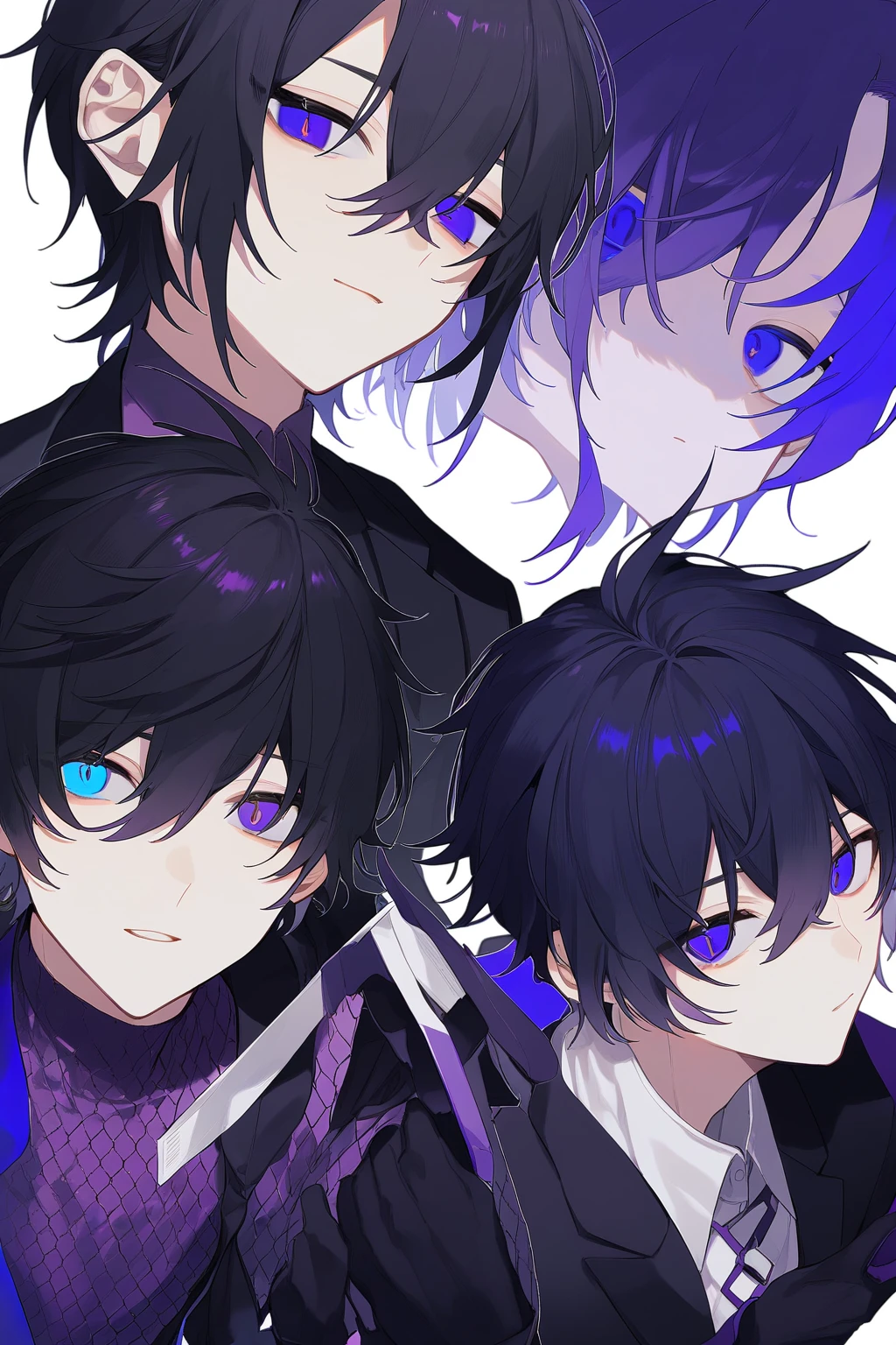 anime character dressed in black with chain around his neck, young shadow mage male, skinny male fantasy alchemist, evil male sorcerer, , single character bust up, rpg portrait, noble male in black robes, anime illustration, dark witch character, rpg, black hair with purple shade, galaxy eyes color, rosario ear piercing