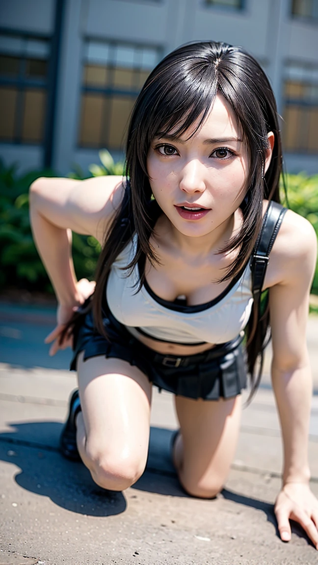 high-level image quality、Loli wearing ninja clothes、Kunoichi、flat chest、A slender、Tense face、On the roof、NSFW、low angles