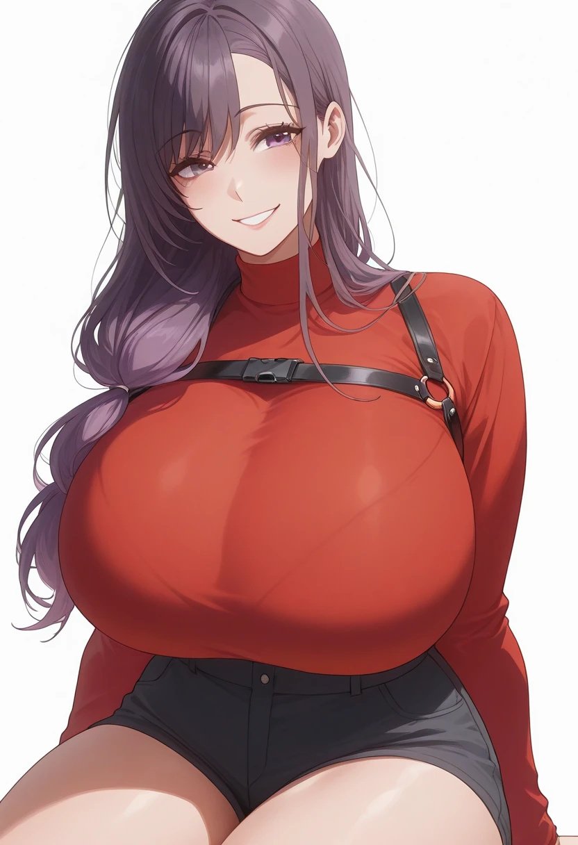 Mustache, big mustache, beard, big beard, 1girl, masterpiece, best quality, huge breasts, cattleyav2, smile, glasses, hiding hands