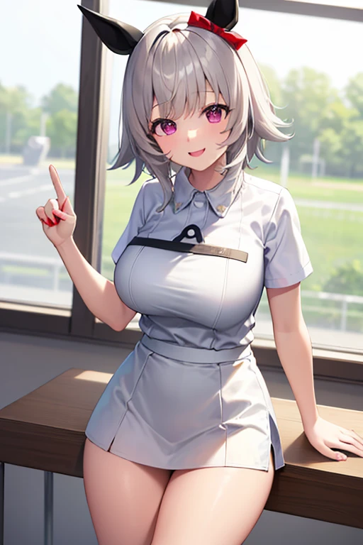 {{best quality}}, {{very aesthetic}}, {{ultra-detailed}}, {{best illustration}}, woman,silver hair,bob cut,green eye,pov,orgasm face,((steam)),1woman,1girl,lace panties,white nurse,from below,hospital