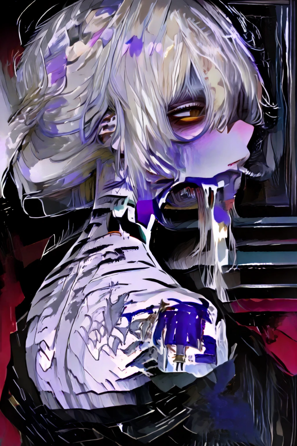 (best quality:1.2, ultra-detailed, realistic:1.37), black feathers, realistic portrait of a giant crow, dark and mysterious artistic style, intense lighting, vibrant colors