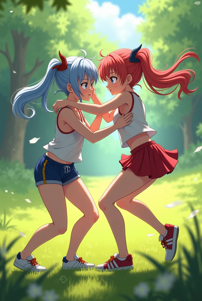 Anime girls in tight shorts