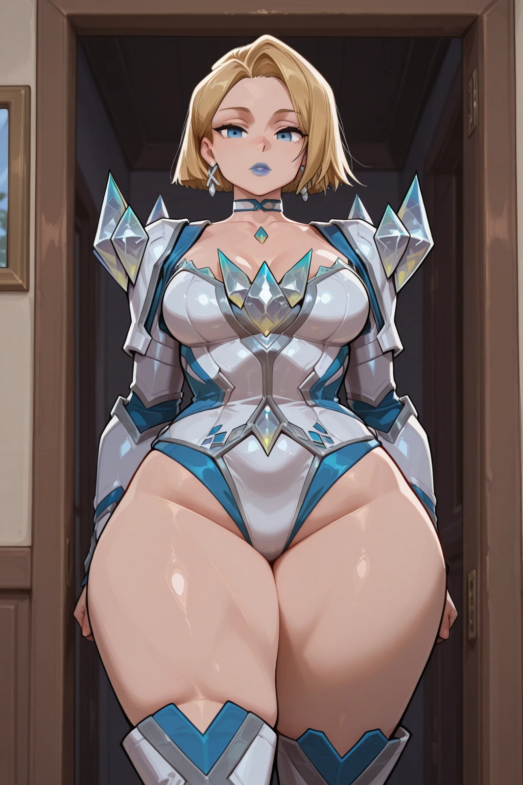 Very detailed、Highest quality、Best image quality、masterpiece、8k、(Two women standing next to each other:1.5)、(shoulder-length blonde hair:1.5、Medium Long Hair)、(smile、Open Mouth) 、(Hilarious)、(Big eyes)、(Beautiful and shining eyes)、(Detailed anime eyes)、(Puffy eyes)、(Big Breasts:1.8、necklace)、((SFW Huge Body:1.3))、(Wearing white bikini armor:1.5、White high leg leotard、Arm Armor、Leg armor:1.5、Put on a helmet:1.5)