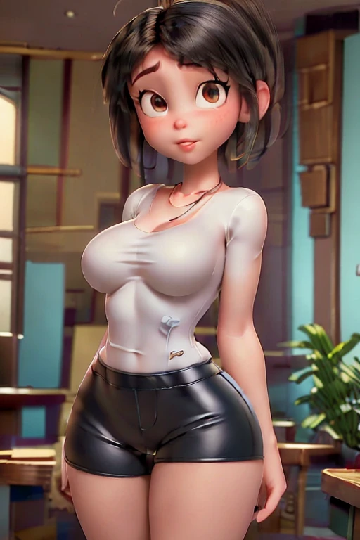 UnderBoob T Shirt, tight leggings, big breast